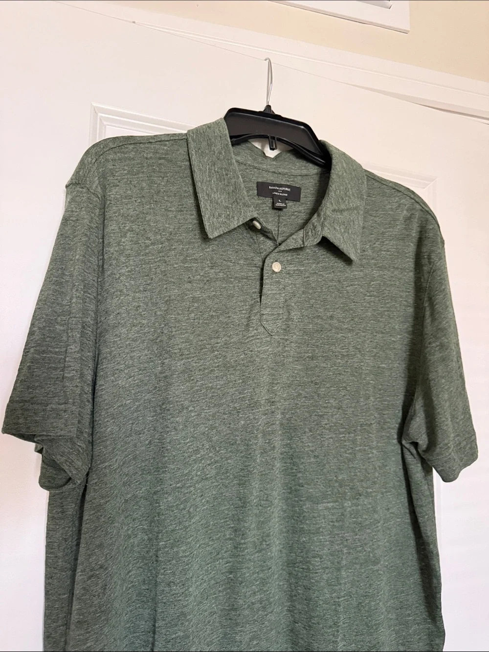 Banana Republic Men's Heathered Moss Green Linen Blend Polo NWT